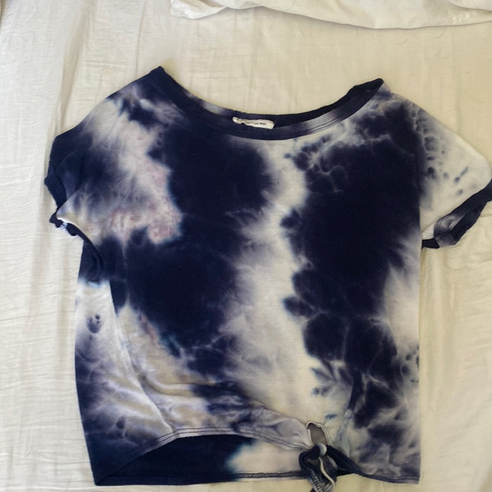 Caution To The Wind Blue Tie Dye Cap Sleeve T Shirt Size Medium